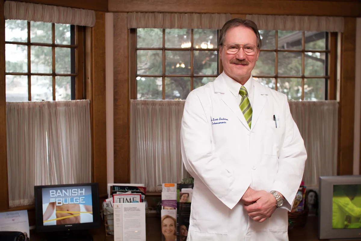 Dr. Scott Sackman in his office at Enhancements Facial Plastic Surgery